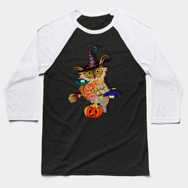 Owl scary Baseball T-Shirt by IsabelSalvador